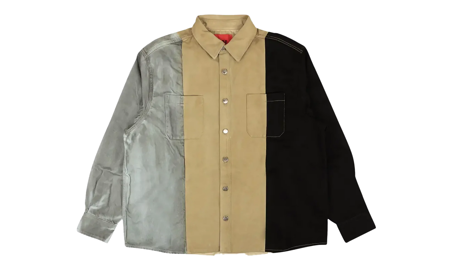 Colorblock Denim Button Down Shirt "Multi (Rainbow)" FF0SMS04AP TE741 769