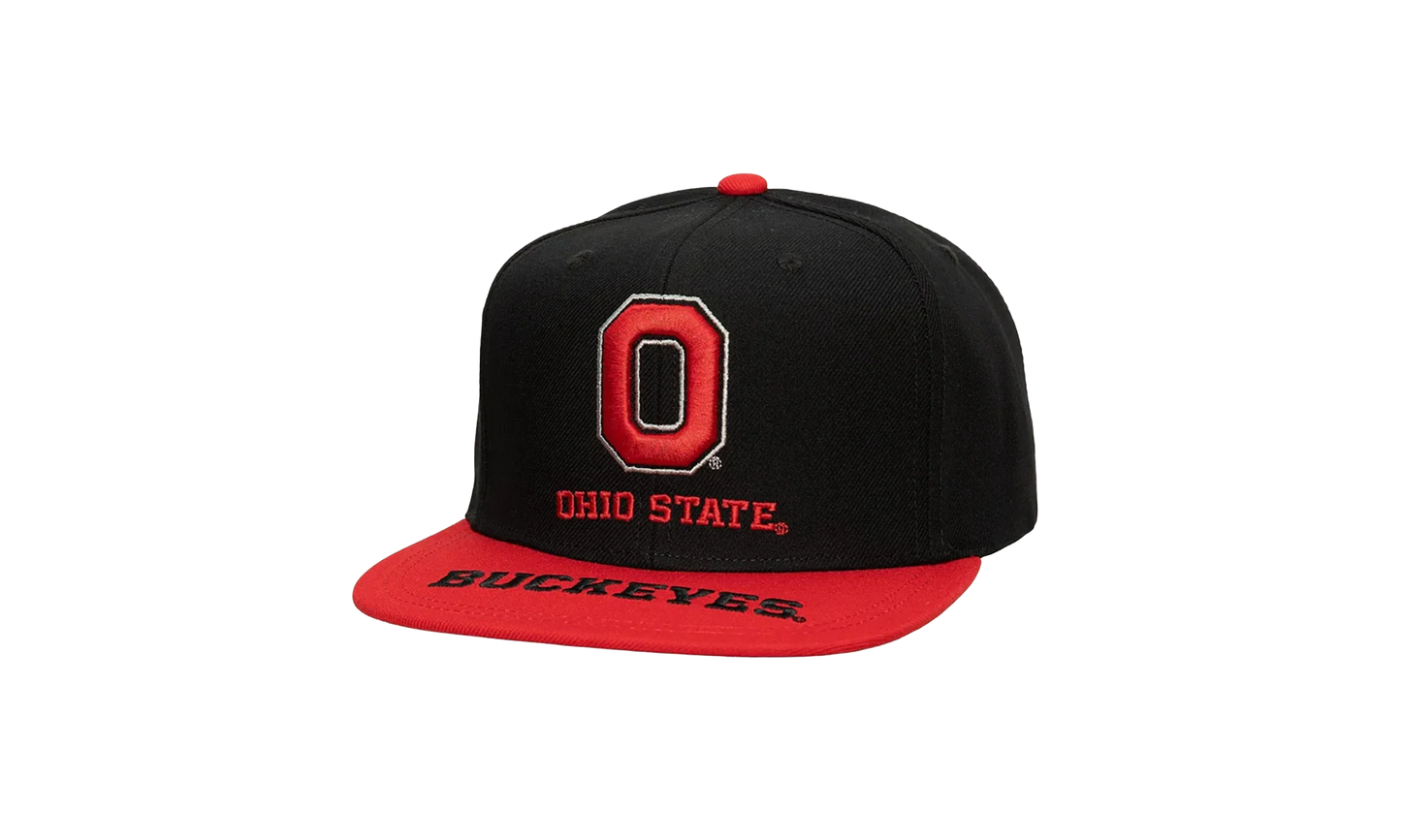 NCAA Logo Bill Snapback Cap "Ohio State Buckeyes - Black / Red" HHSS4533 OSTYYPPPBKRD