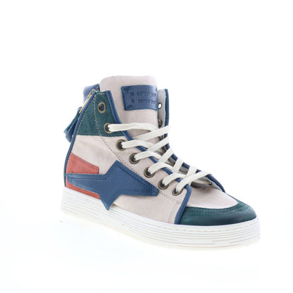 Adler Womens Blue Leather Lace Up Lifestyle Sneakers Shoes