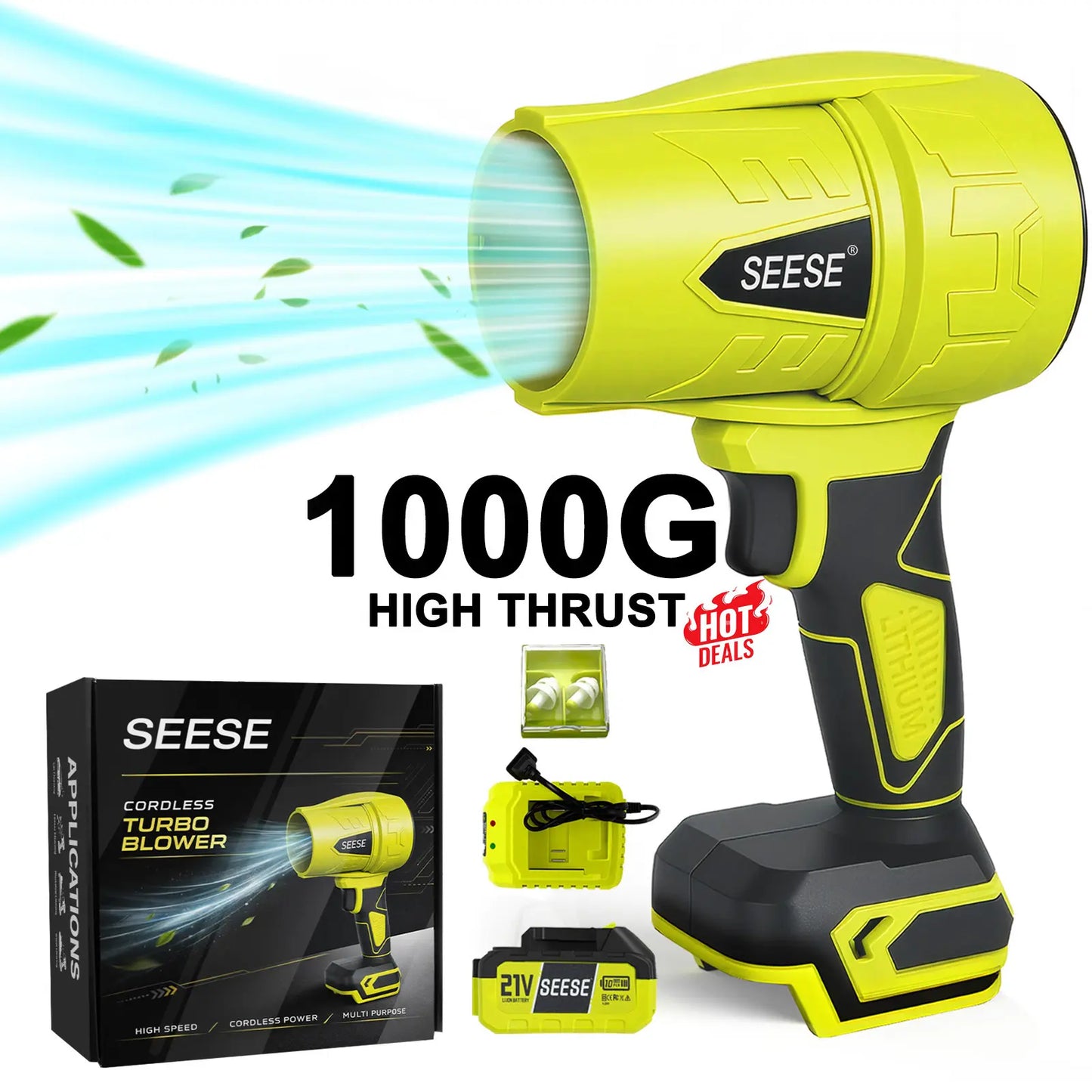 Cordless Turbo Jet Blower, High-Power Air Duster & Leaf Blower, Pure Copper Motor