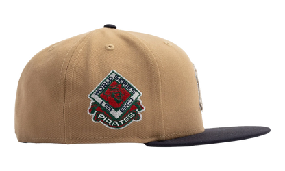 59FIFTY New York Yankees 1960 World Series Pittsburgh Pirates Patch Fitted Hat "Khaki / Brown" NE489