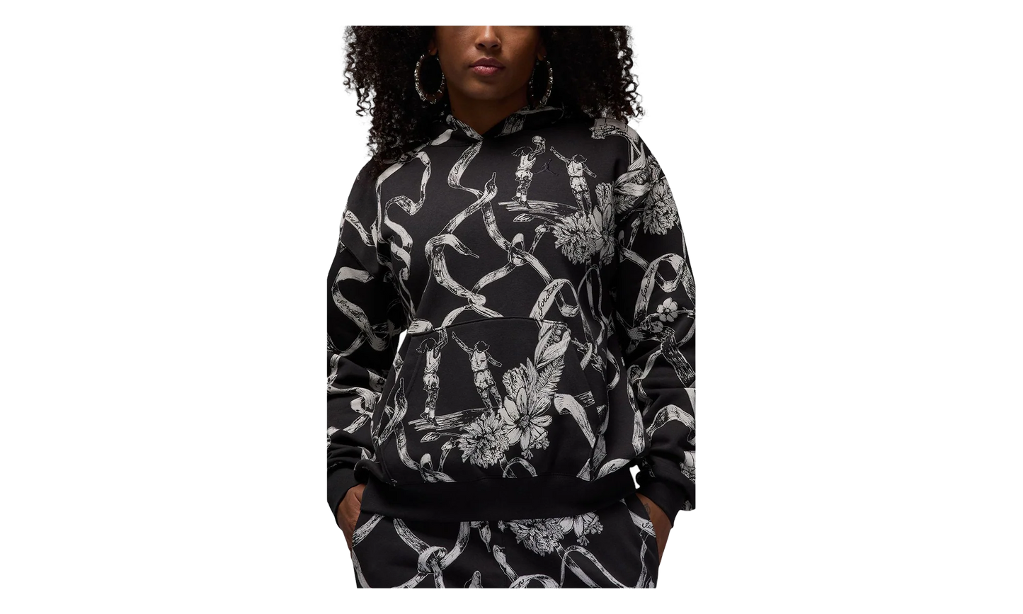 AIR JORDAN BROOKLYN FLEECE PRINTED PULLOVER WMNS "Black / Off Noir" HF0440 045