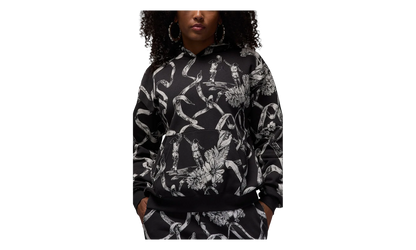 AIR JORDAN BROOKLYN FLEECE PRINTED PULLOVER WMNS "Black / Off Noir" HF0440 045