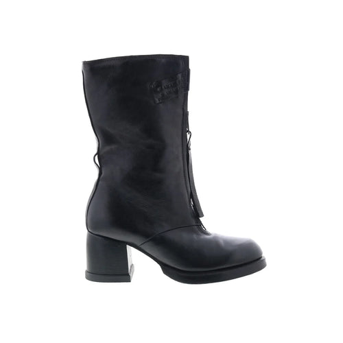 Ansel Womens Black Leather Zipper Casual Dress Boots