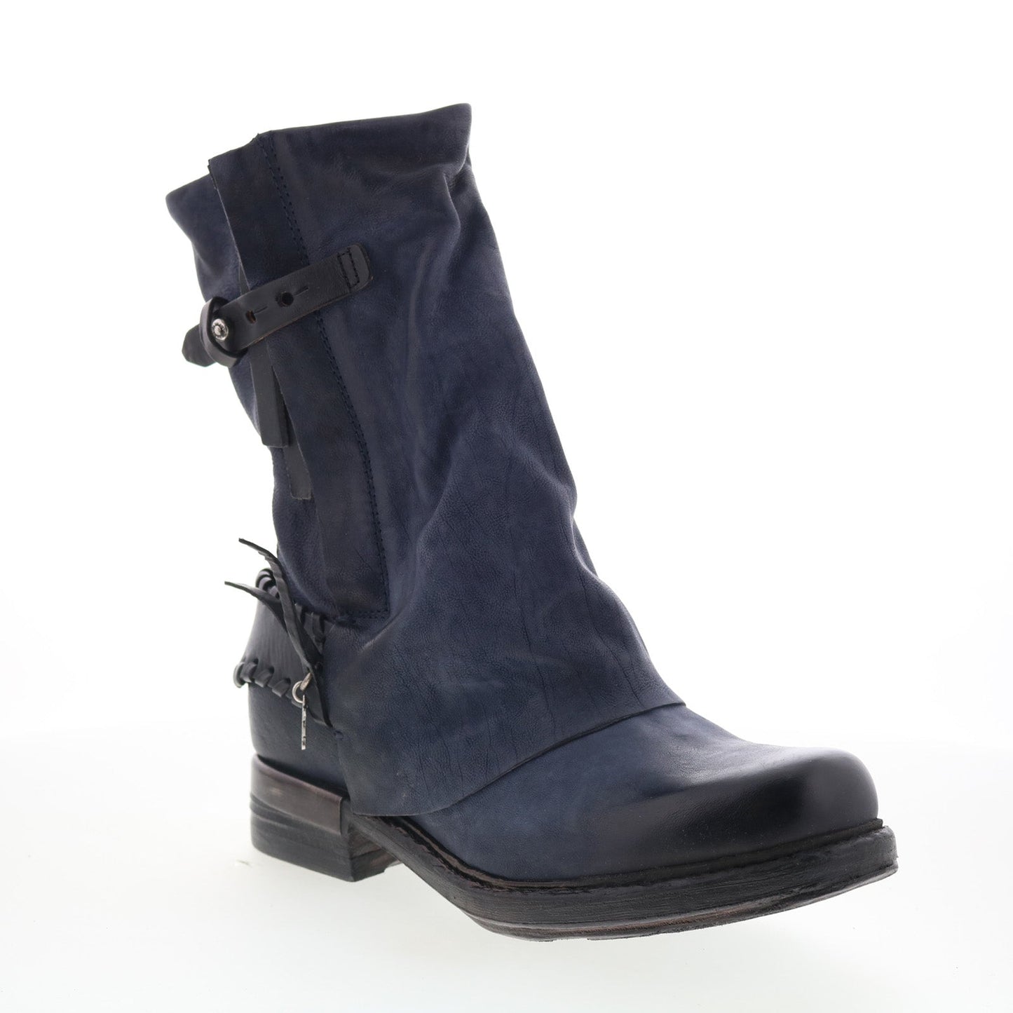 Archibald Womens Blue Leather Zipper Casual Dress Boots
