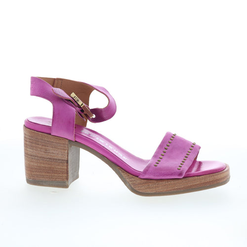 Arvin Womens Purple Leather Hook & Loop Heeled Sandals Shoes