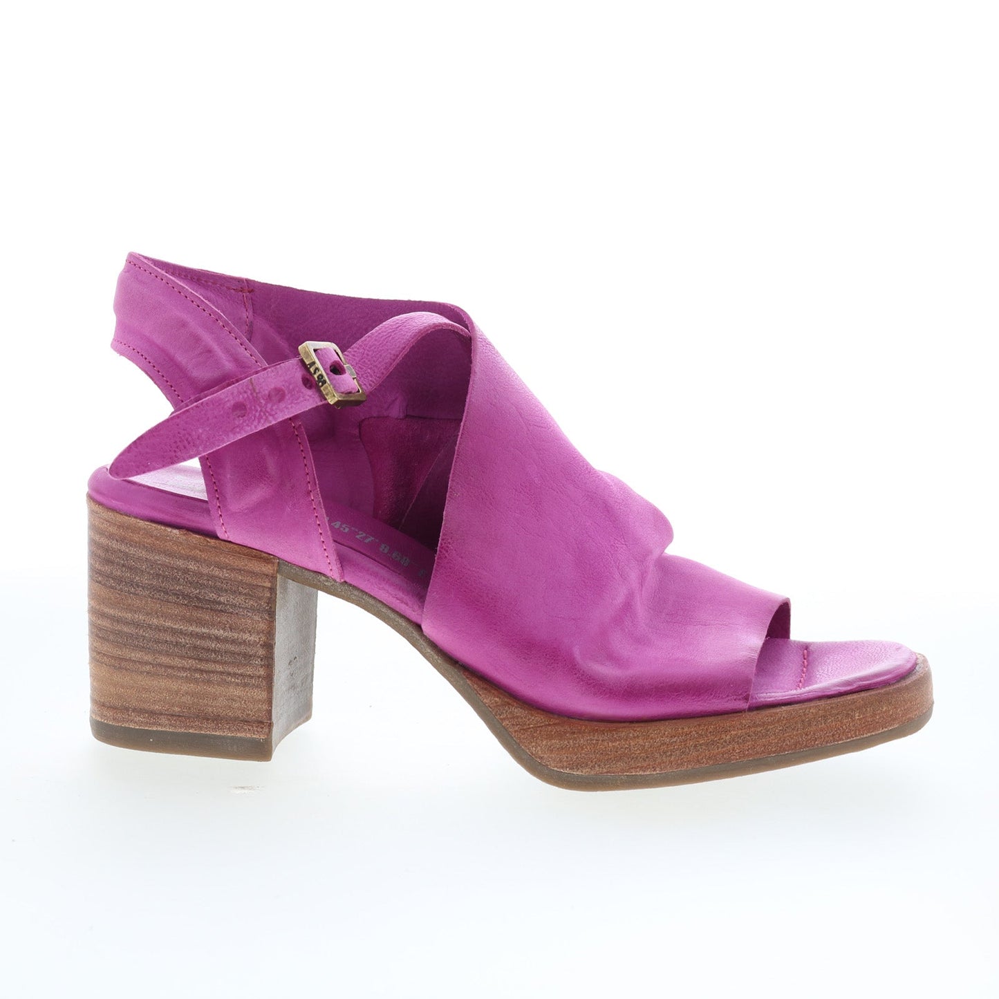 Aston Womens Purple Leather Hook & Loop Heeled Sandals Shoes