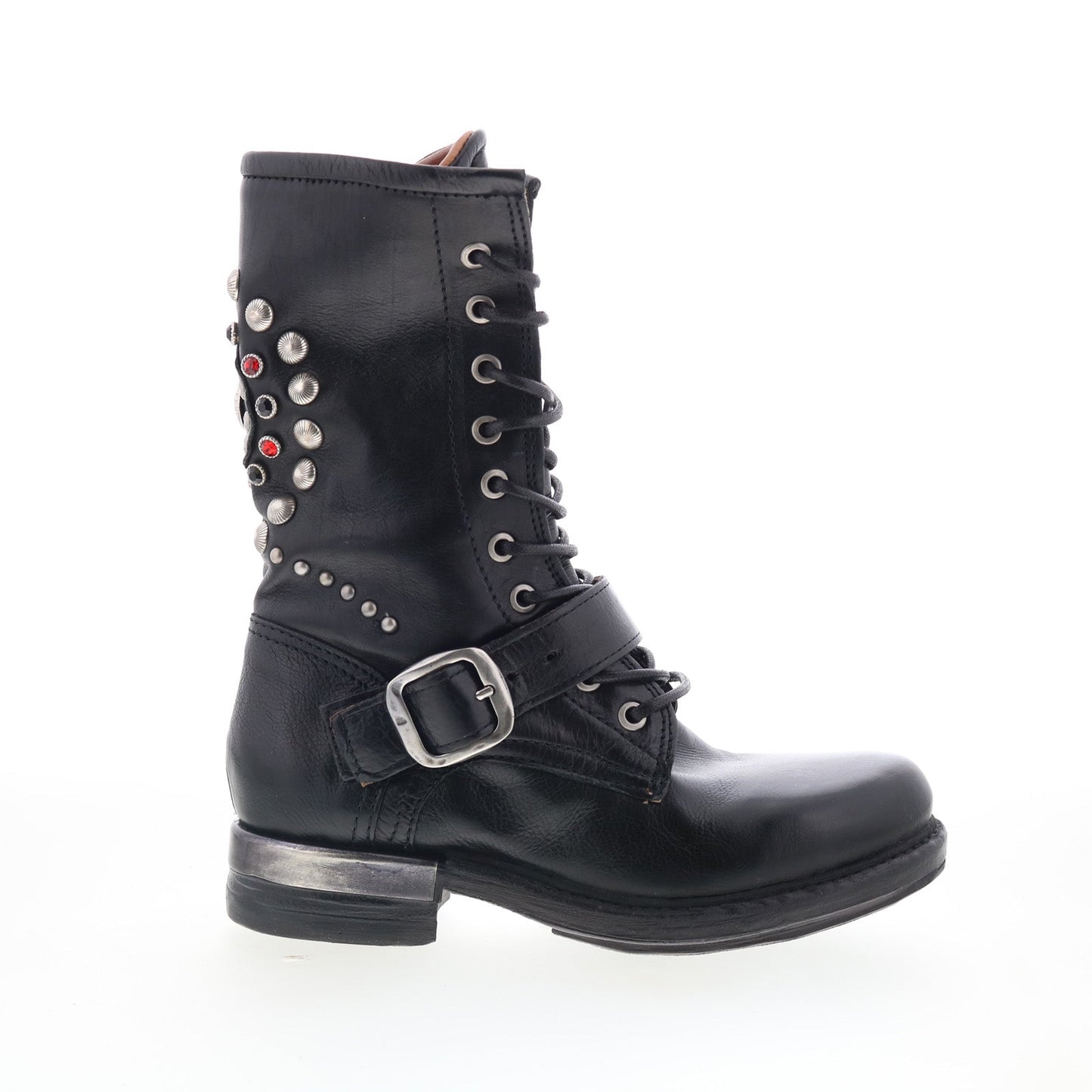 Austin Womens Black Leather Lace Up Casual Dress Boots