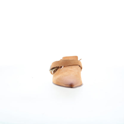 Ayden Womens Brown Leather Slip On Mule Flats Shoes
