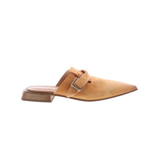 Ayden Womens Brown Leather Slip On Mule Flats Shoes