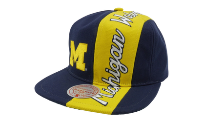 NCAA Over the Top Snapback Cap "Michigan Wolverines - Navy / Yellow" 6MUS1320 UMIYYPPPNYYW