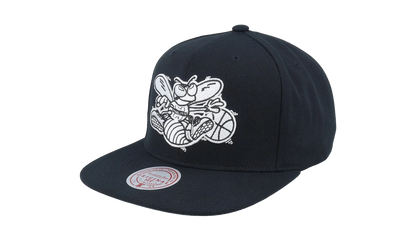 NBA Hardwood Classics Evergreen Black White Snapback Cap "Charlotte Hornets - Black" HS8549 CHOBLCK