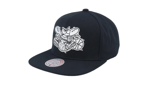 NBA Hardwood Classics Evergreen Black White Snapback Cap "Charlotte Hornets - Black" HS8549 CHOBLCK
