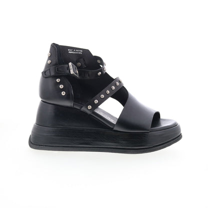 Raza B27006-201-6002 Womens Black Leather Heeled Sandals Shoes