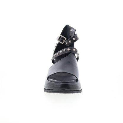 Raza B27006-201-6002 Womens Black Leather Heeled Sandals Shoes