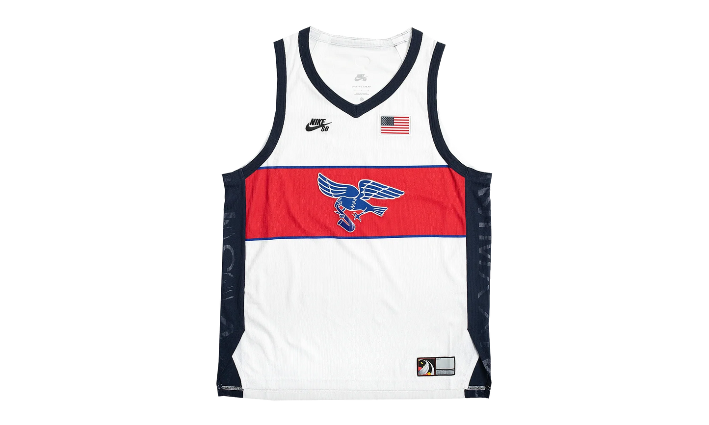 SB Dri-FIT ADV Sleeveless Skate Jersey "Team USA Olympics - White / Sport Red / Obsidian / Black" FZ4073 100