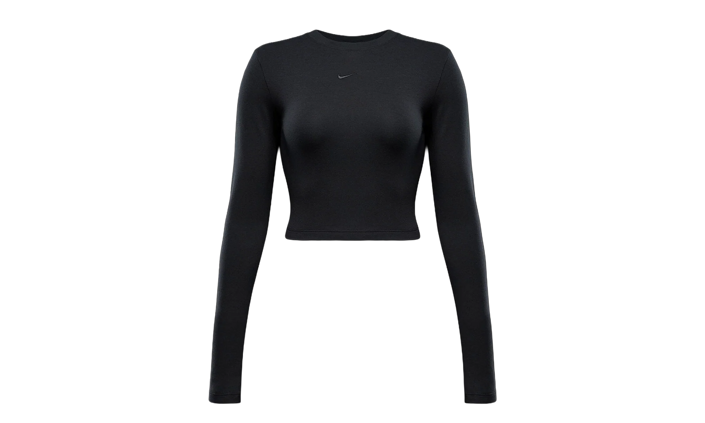 Sportswear Chill Knit Slim LS Cropped Top WMNS "Black" HF5322 010