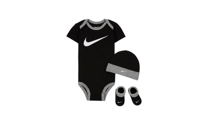 Baby Bodysuit, Hat and Booties 3-PC Box Set "Black / Grey" MN0072 023