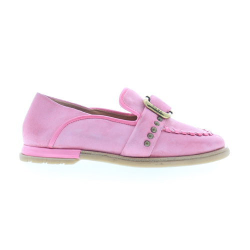 Tayte Womens Pink Leather Hook & Loop Loafer Flats Shoes