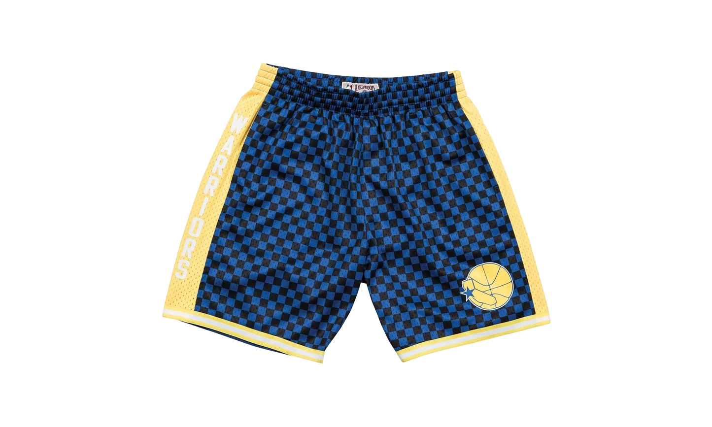 NBA Checked Swingman Shorts "Golden State Warriors - Blue" BA3A4I GSW B N0C
