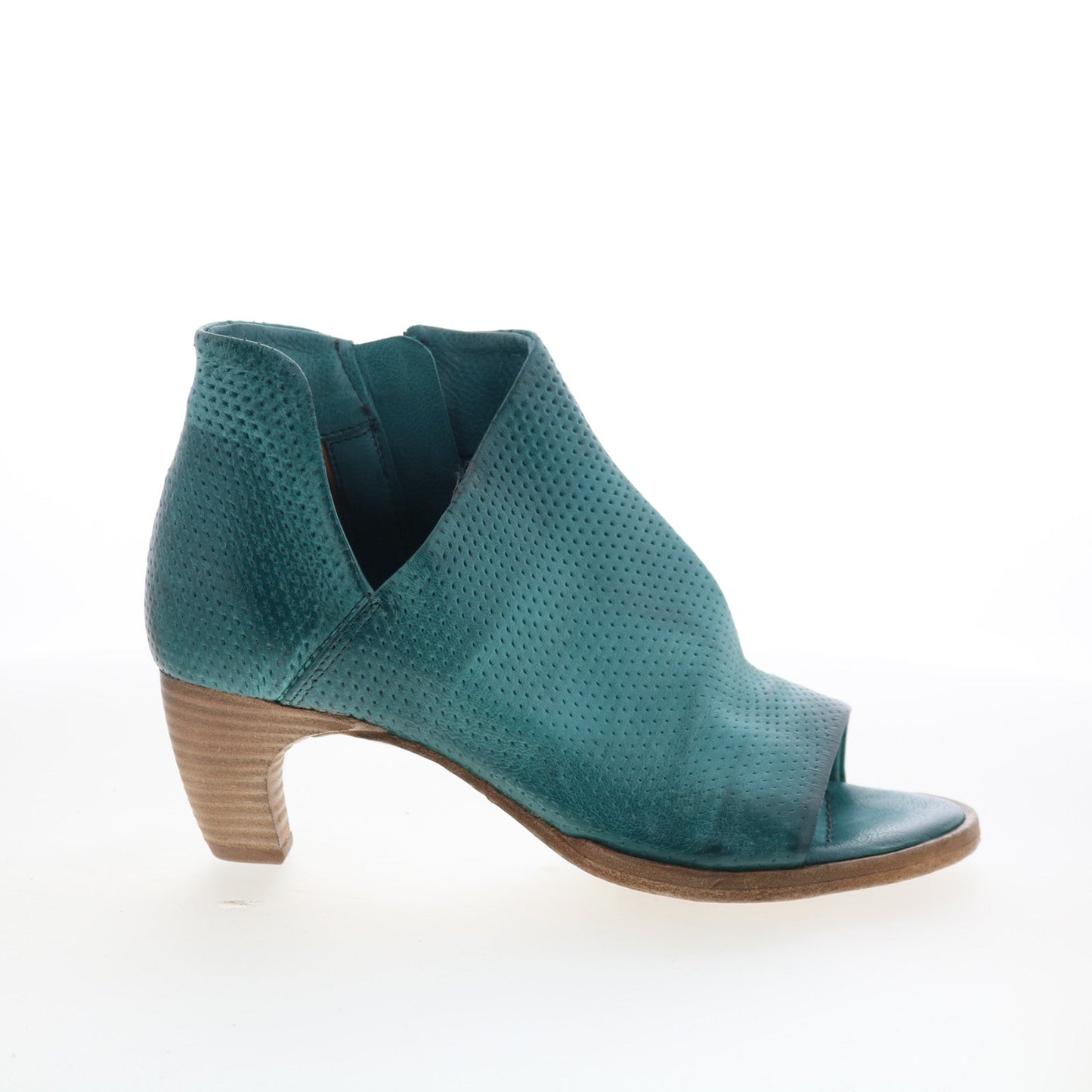 Bakari Womens Green Leather Zipper Heeled Sandals Shoes