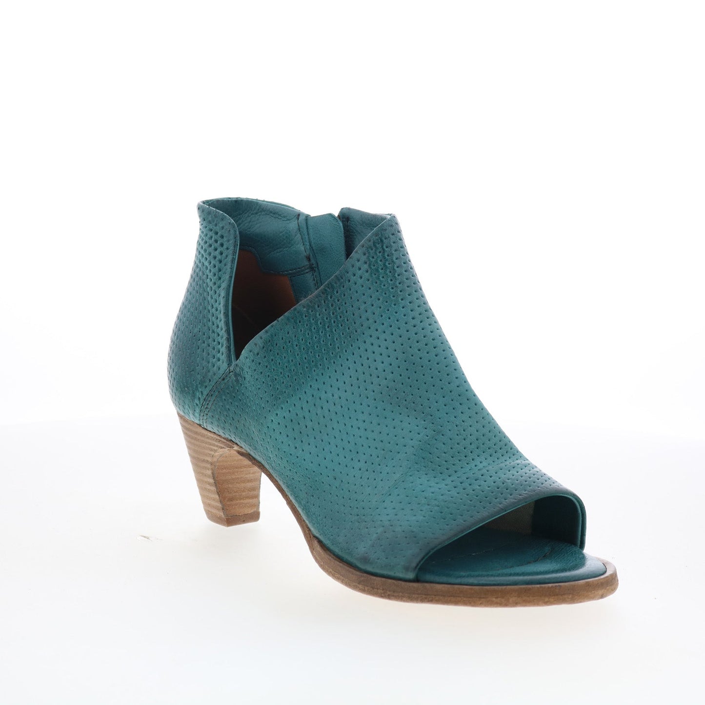 Bakari Womens Green Leather Zipper Heeled Sandals Shoes