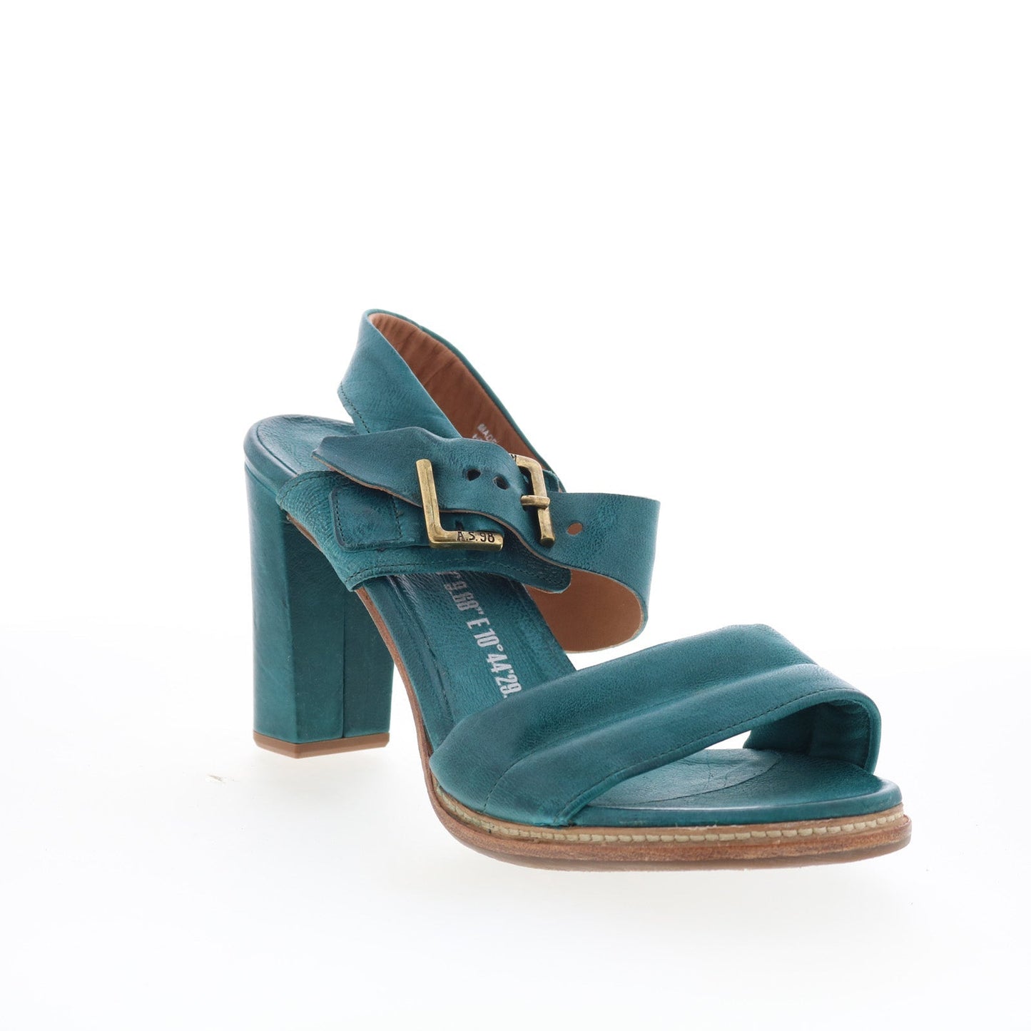 Barnett Womens Green Leather Hook & Loop Heeled Sandals Shoes