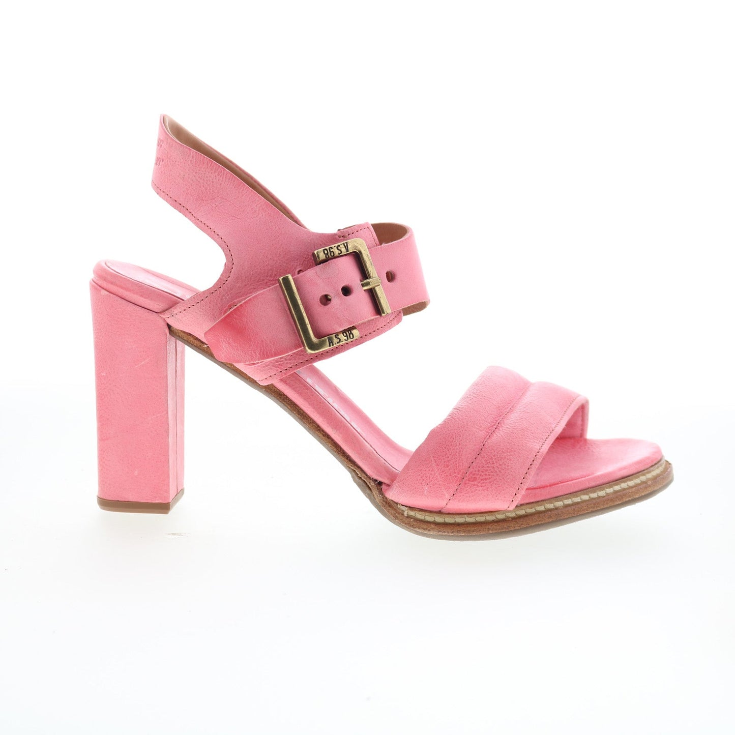 Barnett Womens Pink Leather Hook & Loop Heeled Sandals Shoes