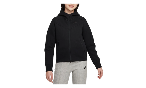 Sportswear Tech Fleece Girls' Full-Zip Hoodie GS "Black / Black / Black" FD2979 010