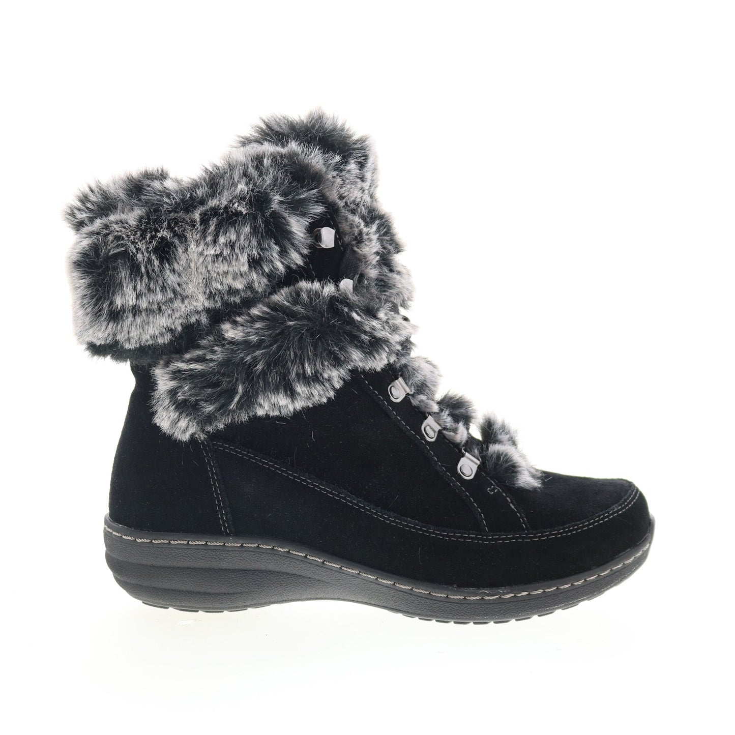 Aetrex Fiona BB270 Womens Black Suede Lace Up Casual Dress Boots