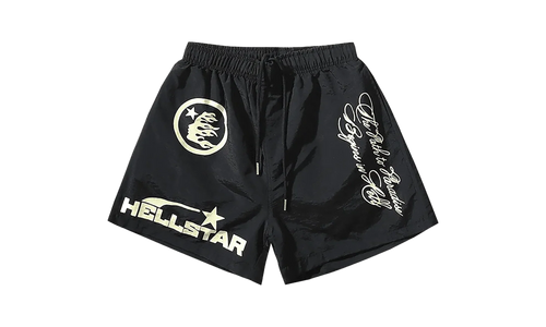 NYLON SHORTS - CURSIVE PRINT "Black" HSR168