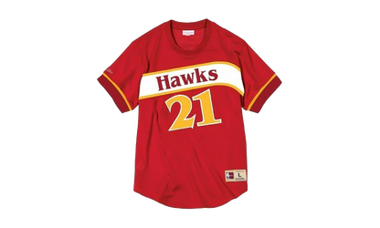 NBA Dominique Wilkins Name & Number Mesh Crewneck Shirt "Atlanta Hawks - Red" BA8X4G AHA R KUP