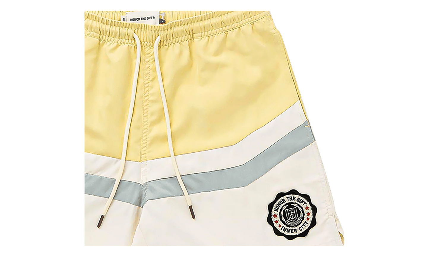 Brushed Poly Track Short "Bone / Yellow" HTG240123 BONE
