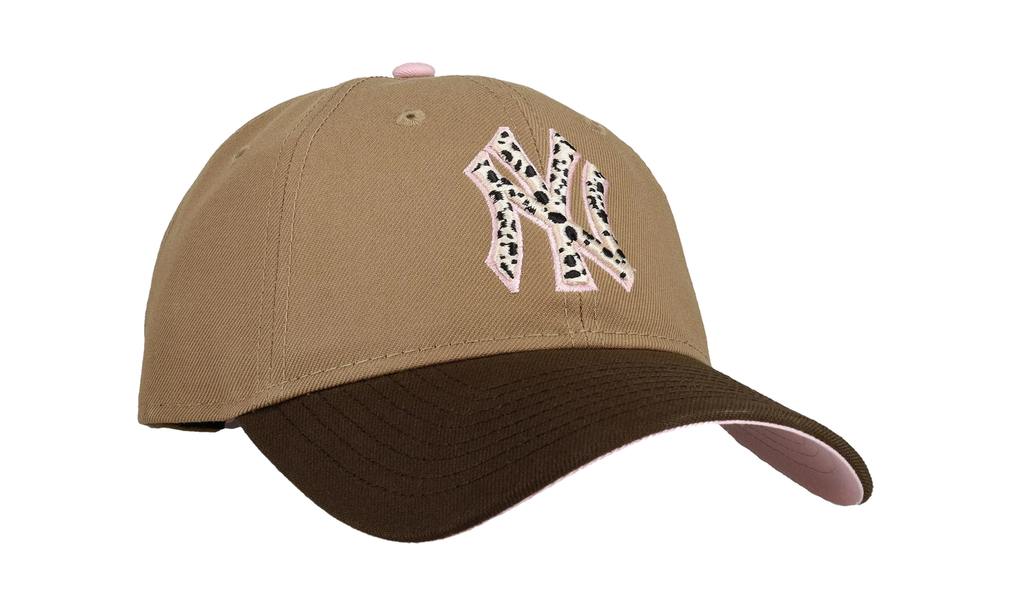 9TWENTY New York Yankees Premium Adjustable Hat "Tan / Walnut Safari Print - Pink Brim" NE333