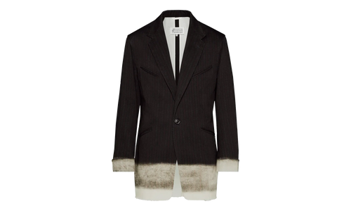 Pinstriped Trompe L'oeil Blazer with Gradient Hem "Black" S50BN0524M35012001S