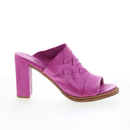 Benjy Womens Purple Leather Slip On Heeled Sandals Shoes