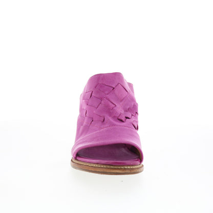 Benjy Womens Purple Leather Slip On Heeled Sandals Shoes