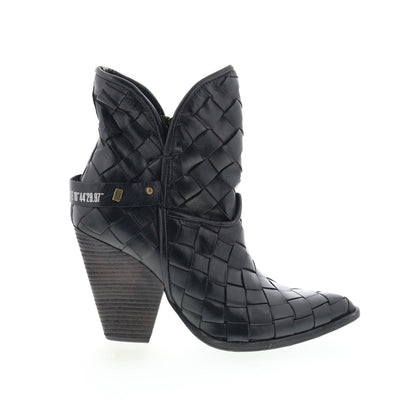 Bodie Womens Black Leather Zipper Ankle & Booties Boots