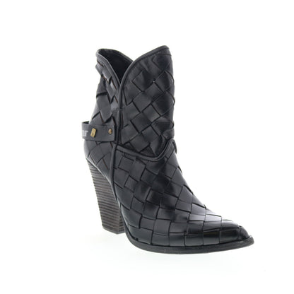 Bodie Womens Black Leather Zipper Ankle & Booties Boots