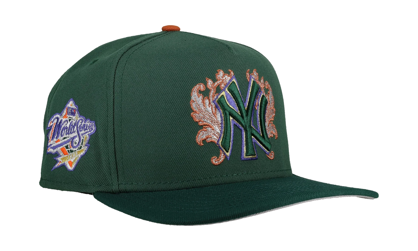9FIFTY New York Yankees 1999 World Series Flames A Frame Snapback Hat "Green / Copper Flames" NE250