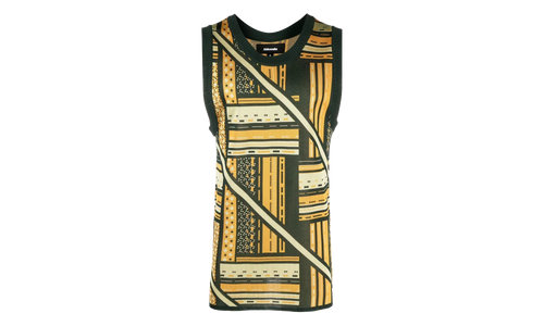 Kalonji Knit Vest "Green / Yellow" M AHLU KN007 SS23 YA03 GR