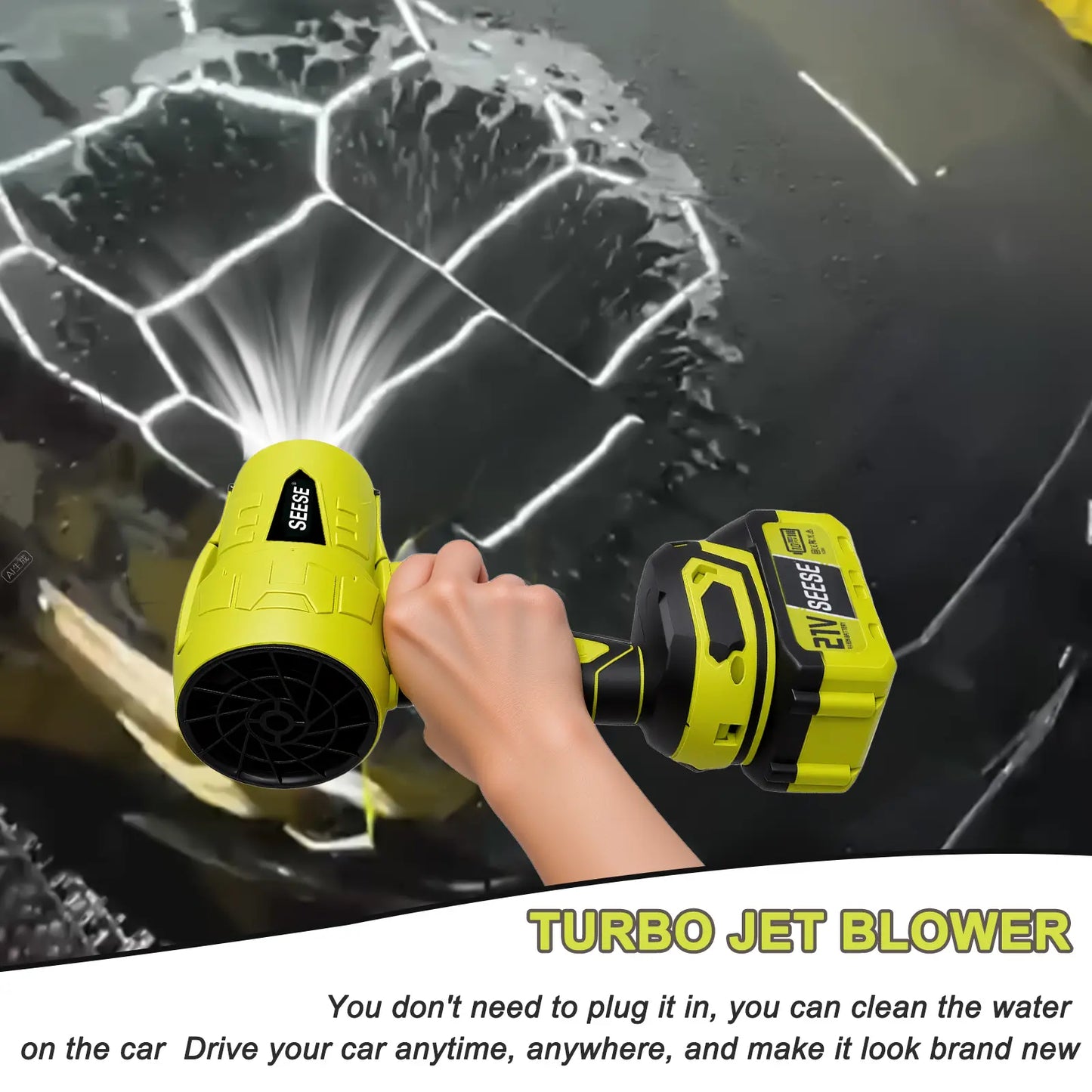 Cordless Turbo Jet Blower, Handheld Leaf & Car Dryer Fan