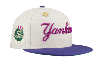 59FIFTY New York Yankees 1962 World Series Patch Fitted Hat "Stone / Purple / Pink" NE338