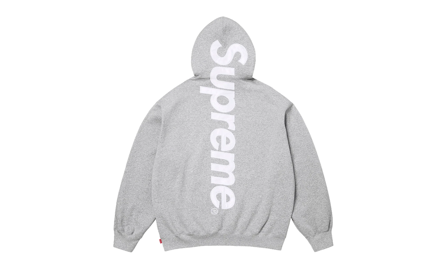 Satin Appliqué Hooded Sweatshirt "SS26 - Grey" SU27498