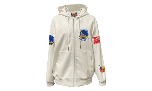 Lightweight Vegan Zip-Up Hooded Jacket "Golden State Warriors" NBA 147WHT WAR