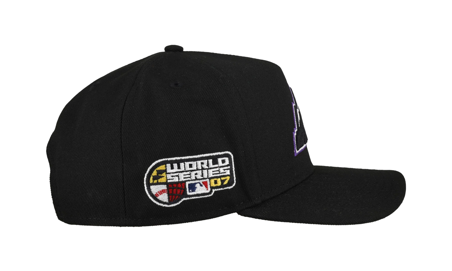 9FIFTY Colorado Rockies 2007 Team Color A Frame Snapback Hat "Black (Grey Brim)" NE472