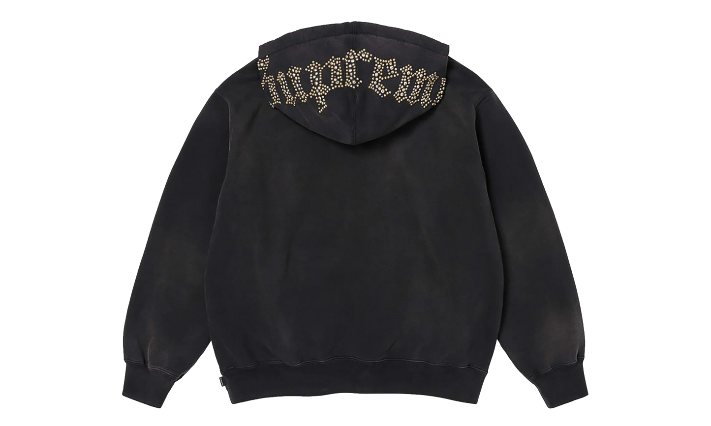Overdyed Studded Hooded Sweatshirt "SS26 - Black" SU27374
