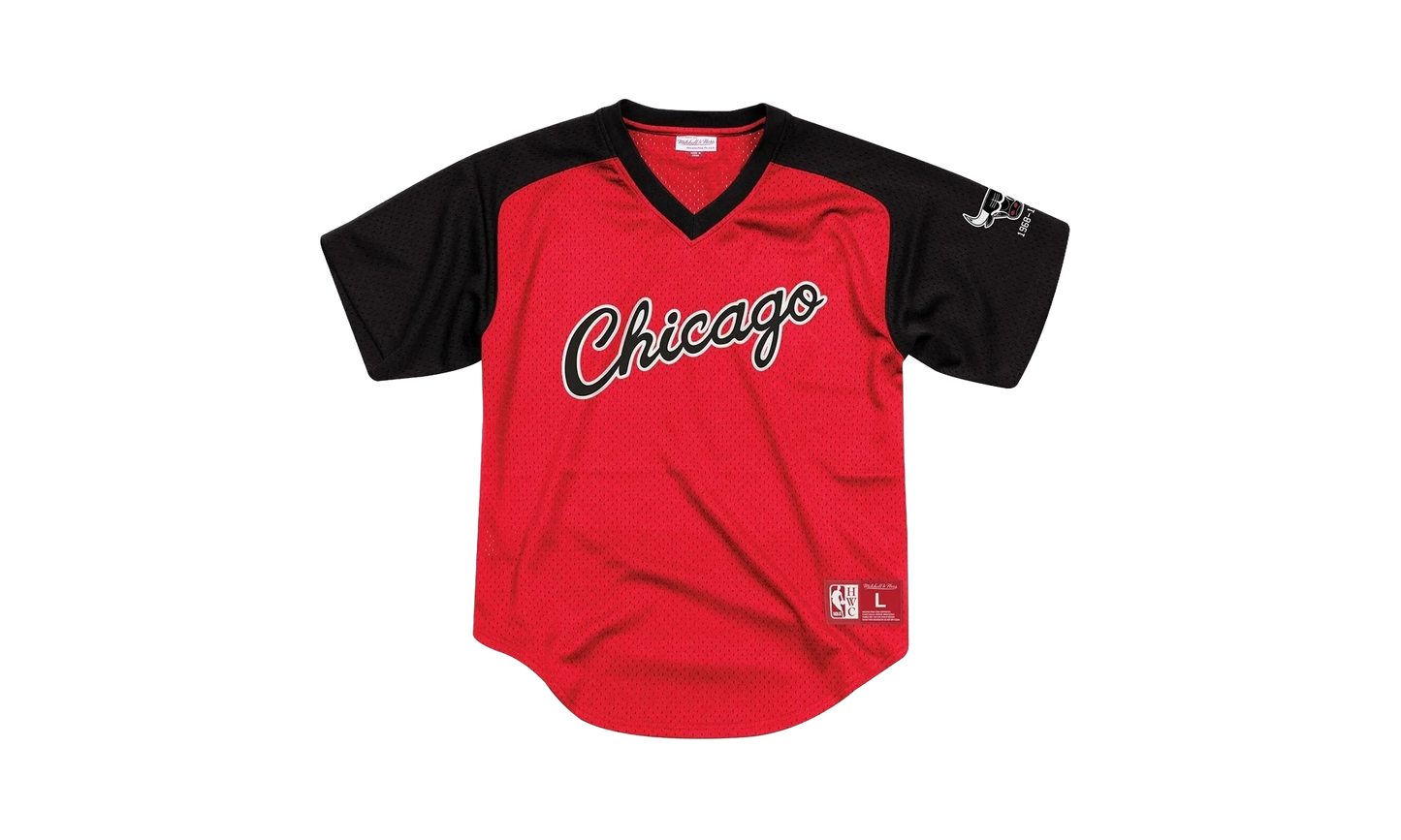 NBA Final Seconds Mesh V-Neck Shirt "Chicago Bulls - Red" BA87OQ CBU R FL3