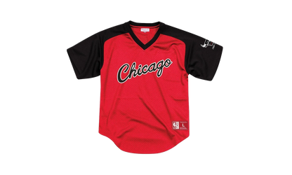 NBA Final Seconds Mesh V-Neck Shirt "Chicago Bulls - Red" BA87OQ CBU R FL3