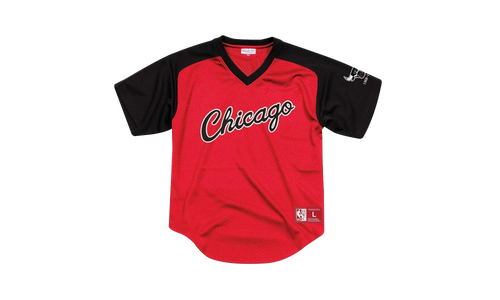 NBA Final Seconds Mesh V-Neck Shirt "Chicago Bulls - Red" BA87OQ CBU R FL3
